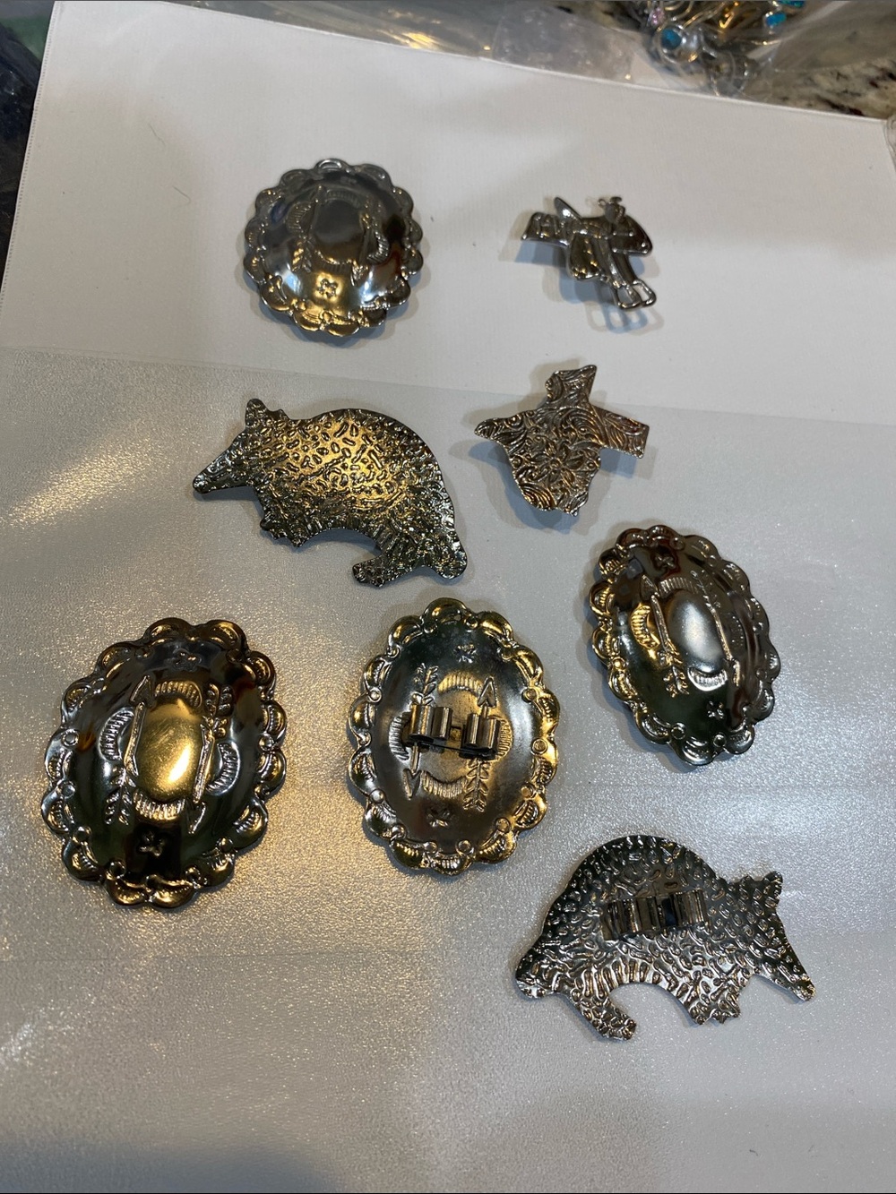 Decorative Silver-Tone Western Concho Accents - Set of 8